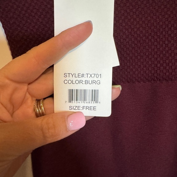 Sofia Womens FREE SIZE fleeced Burgundy High-Waisted Leggings - Picture 3 of 6